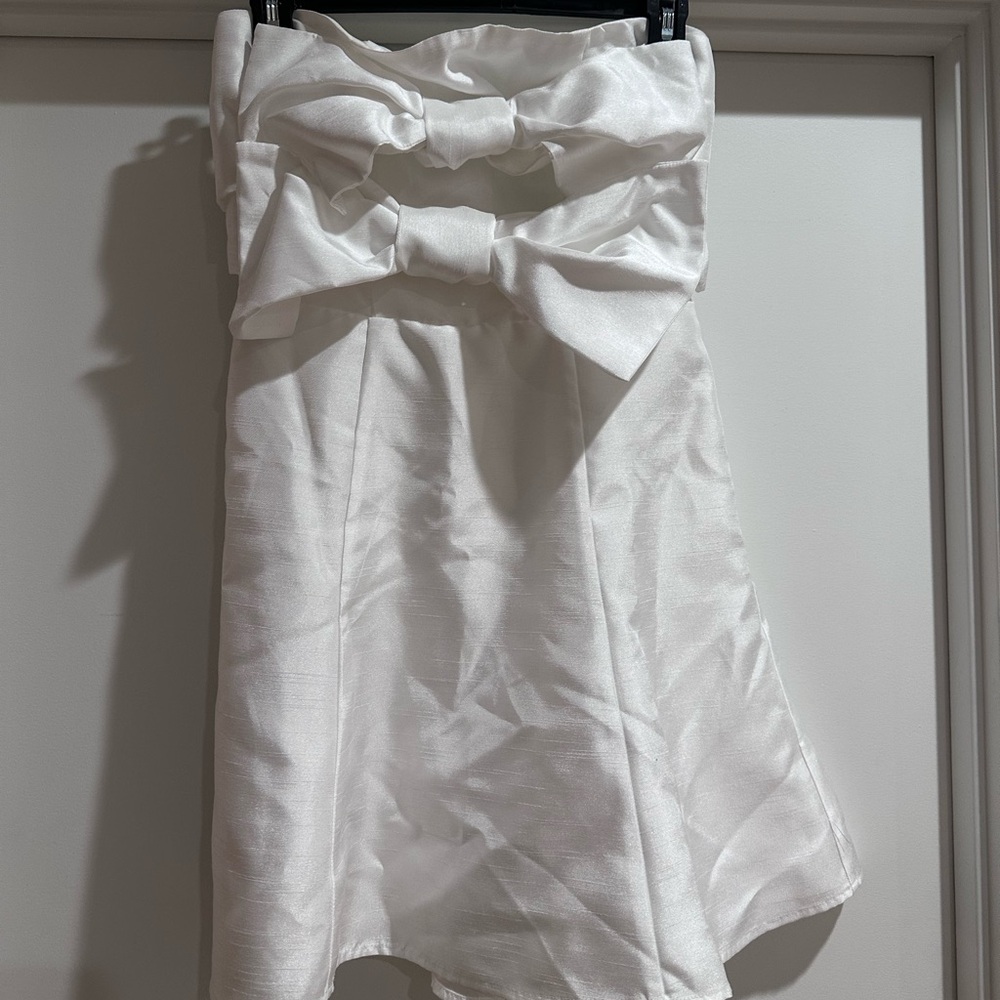 Anthropologie White Strapless Dress with Double Bow Detail - UNWORN